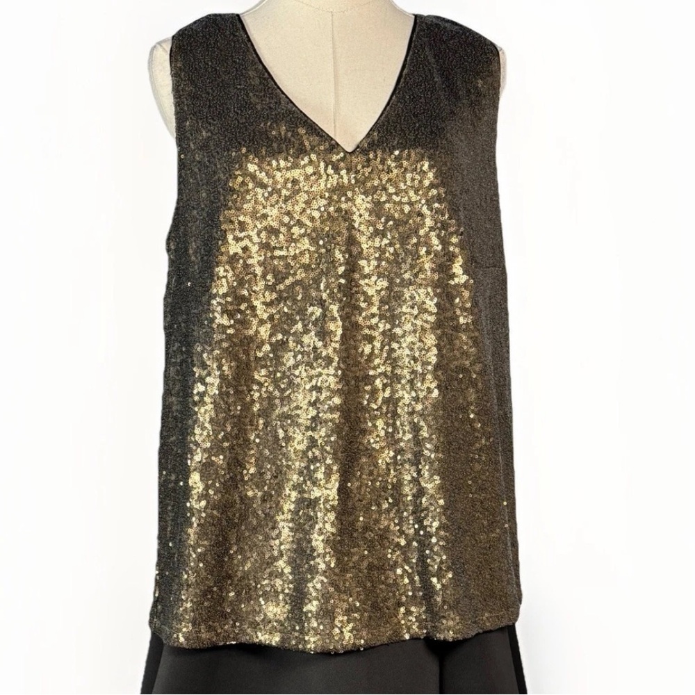 (XL) LANE BRYANT Bronze Sequined V-neck Tank